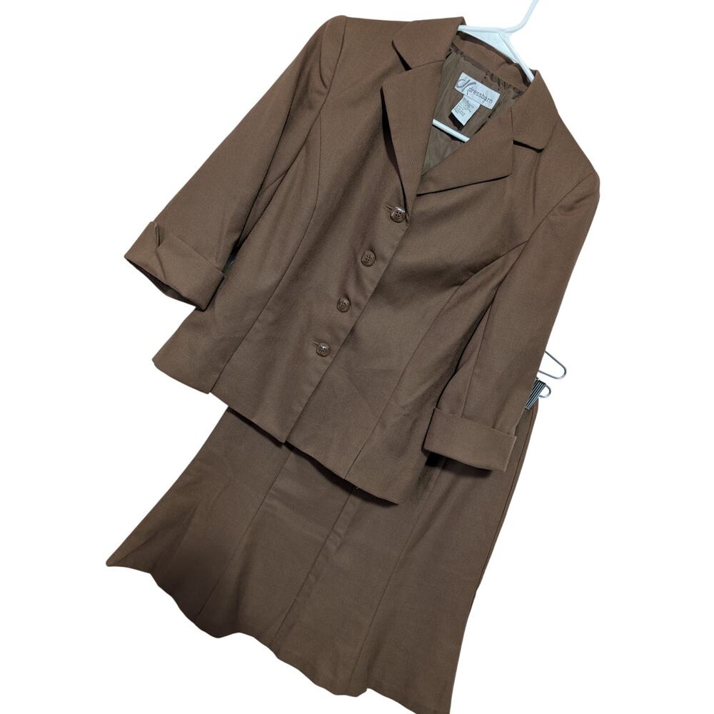 NWOT! DRESSBARN! COCOA BROWN LIGHTWEIGHT 2PC SKIRT, JACKET SUIT, SET! SZ 6